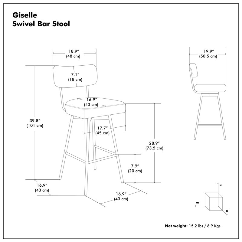 Giselle Swivel Upholstered Contemporary Modern Stool with Footrest, Light Gray, Bar Stool (28.94" Seat Height)