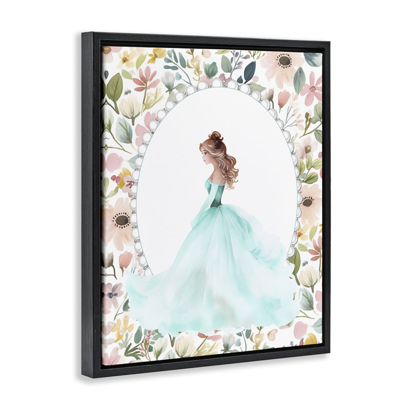  Princesse avec cadre flottant à bordure perlée, design par Christine Simpson Art, H 21 po x l 17 po
