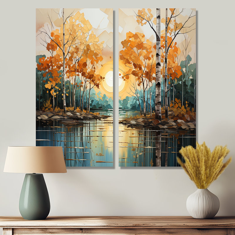 Birch Woods Golden Reflections II - art mural gris, H 20 po x l 24 po, Toile tendue, Ne s’applique pas