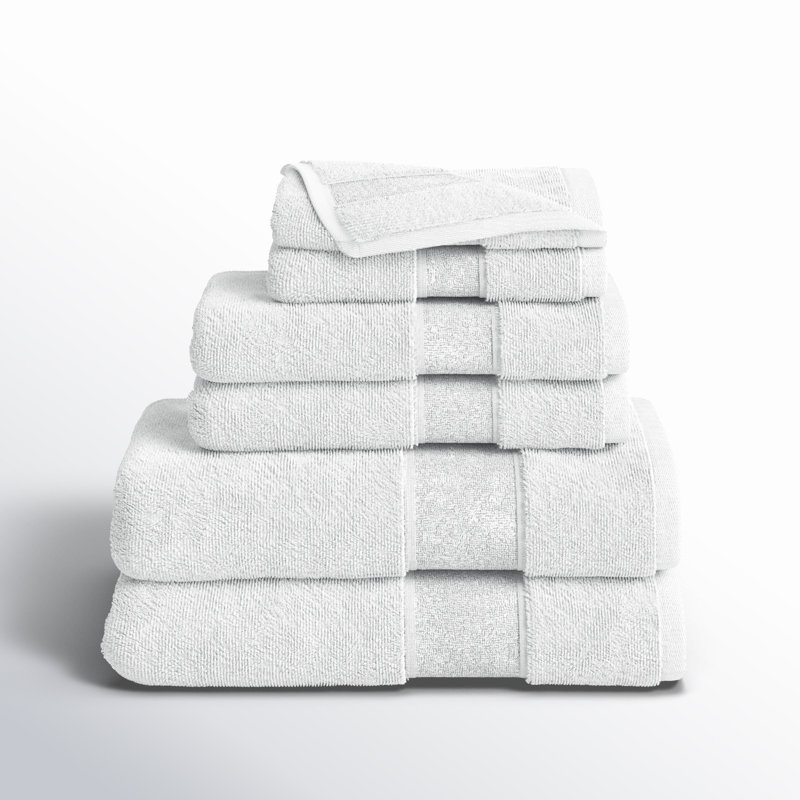 Bidle 6 Piece Turkish Cotton Towel Set, White