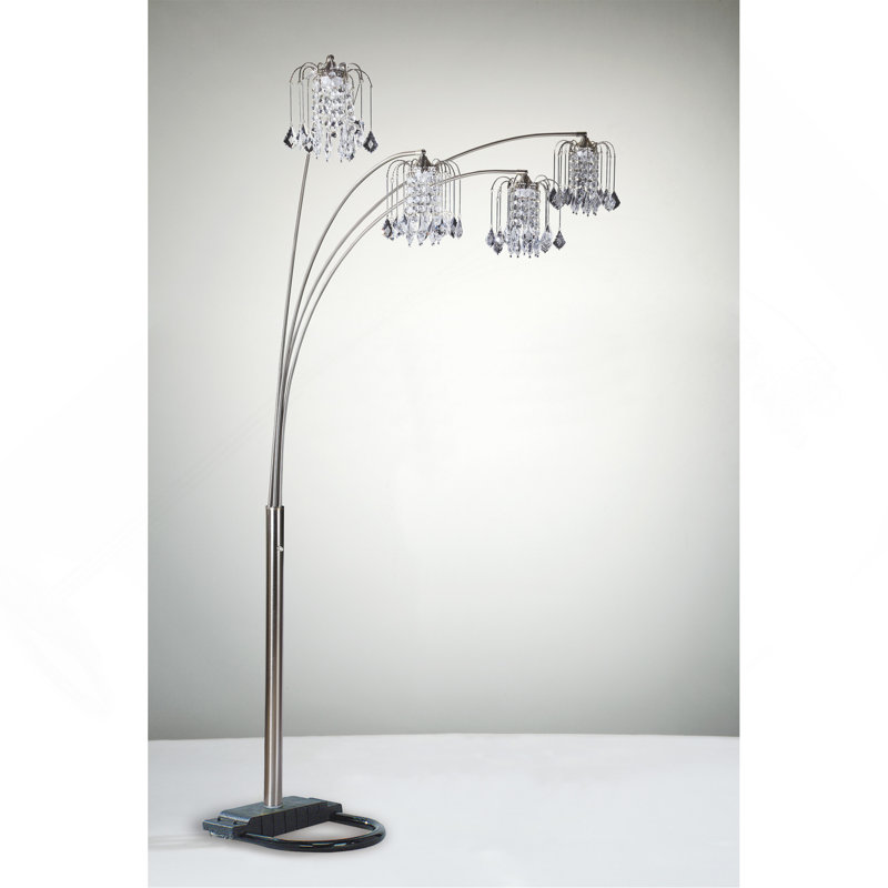 1Pc Modern Design Classic Luxury Sleek Multi-Head Floor Lamp Half Moon Radiant Crystal-Encrusted Sleek Metallic Stems