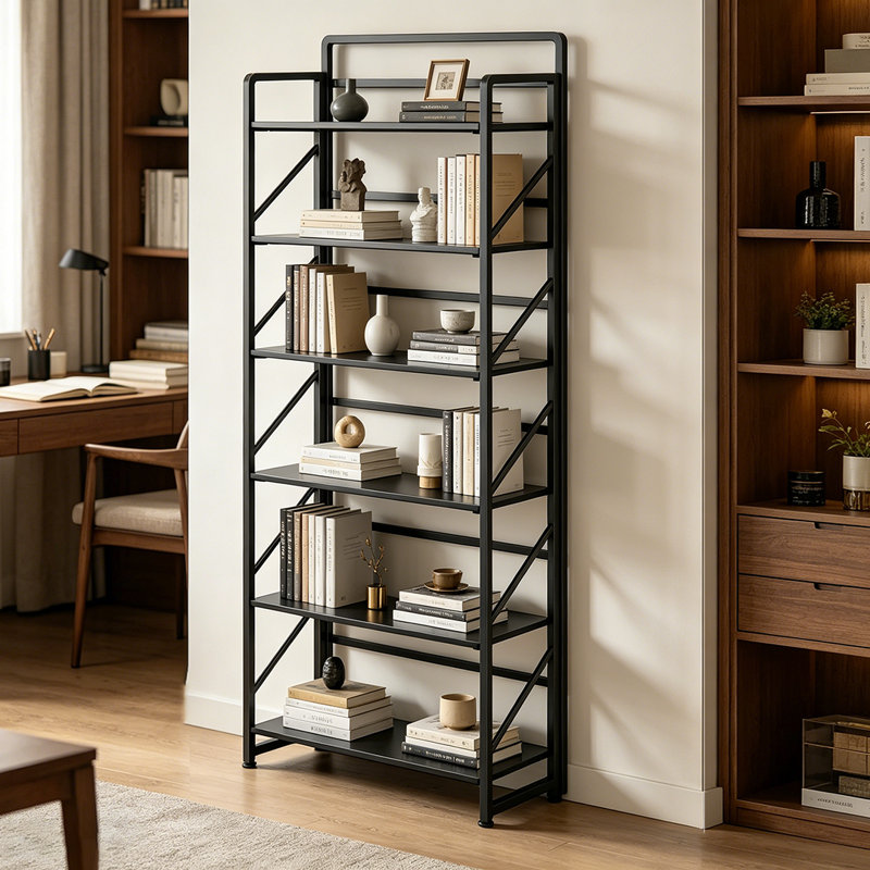 Bibliothèque pliante en bois 6 niveaux, Black