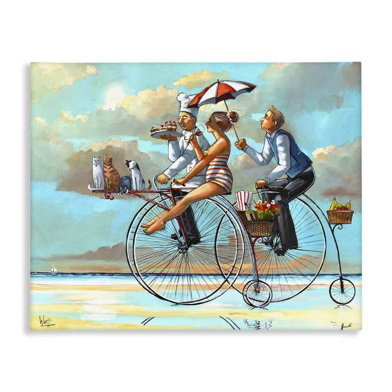 «Woman & Butler Bicycle Ride Canvas», conception par Ronald West, H 16 po x l 20 po