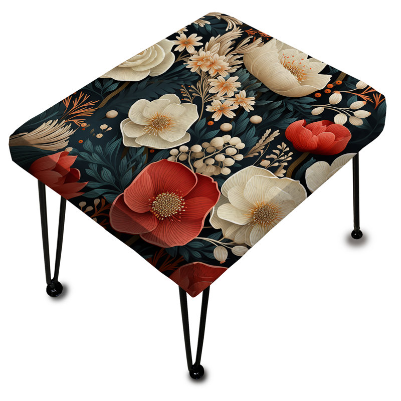 Rustic Enchanting White Floral Impression - Repose-pieds rectangulaire floral