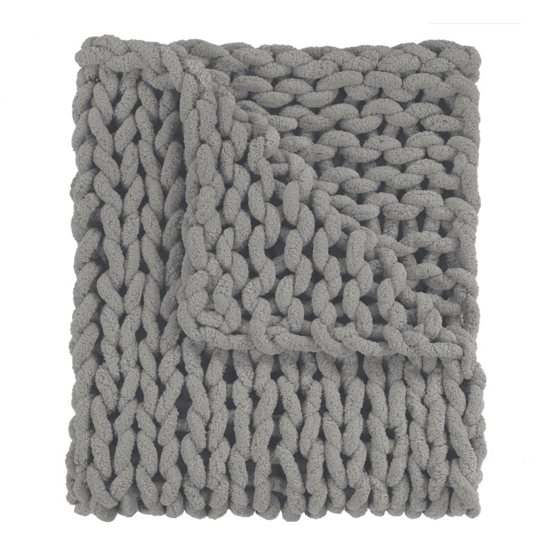 Donna Sharp Dove Chenille Knit Woven Throw, Dove
