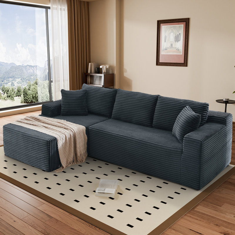 Boneless Modular Sectional Sofa, Cloud Couch, Gray, Left Hand Facing