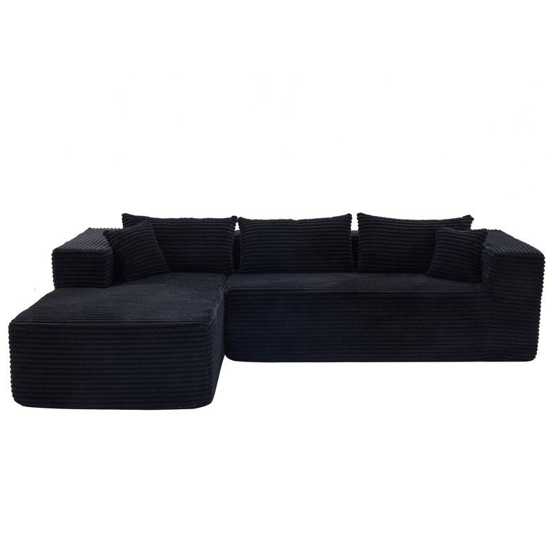 Modular Sectional Sofa With Chaise, Black