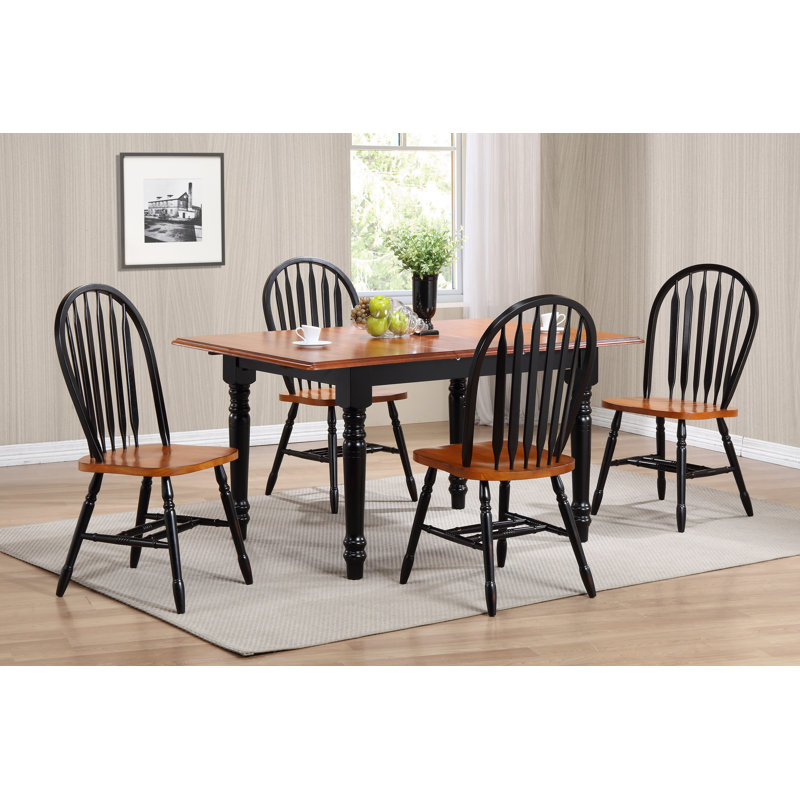 Azizi 4 - Person Solid Wood Top Four Leg Dining Set, Cherry Rub