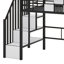 Lit mezzanine en métal avec toit et boîte de rangement-305811036