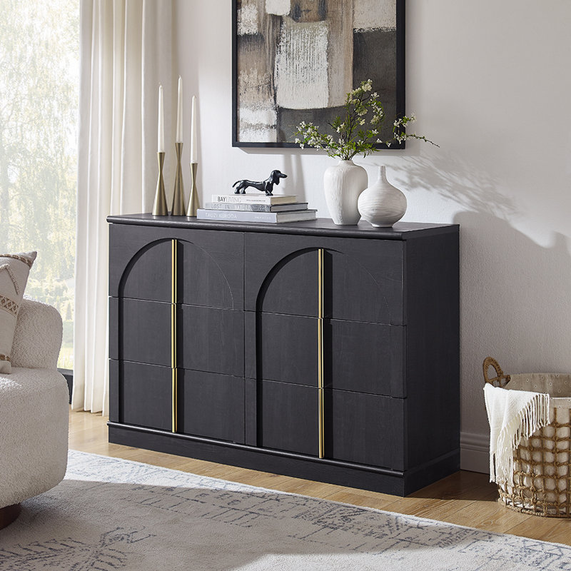Commode 6 tiroirs Modern, Noir