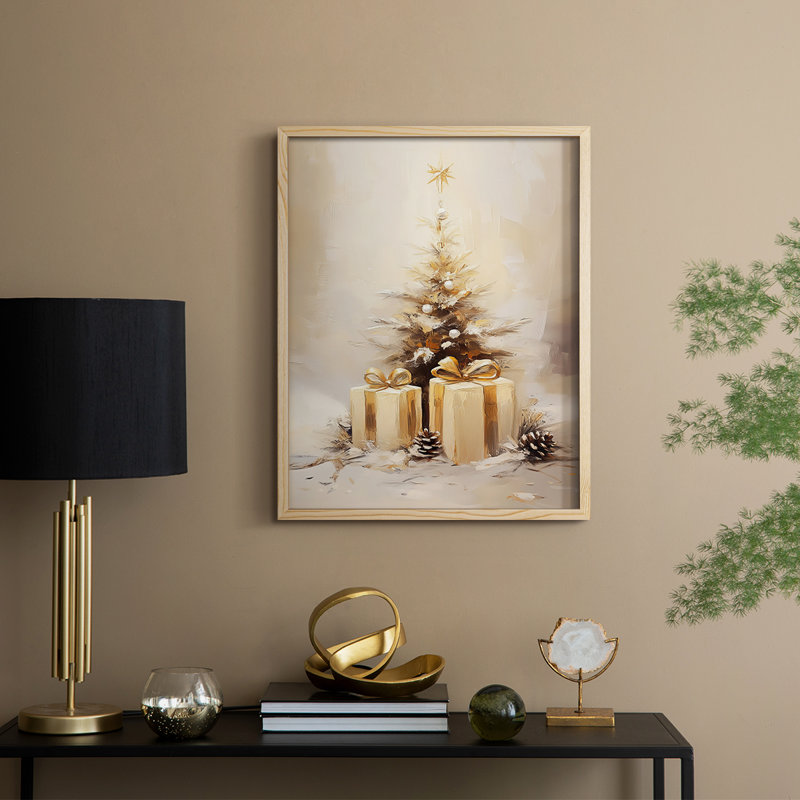 «Christmas Holiday Art», série 2-C XXVII, reproduction encadrée - bois massif, H 11 po x l 9 po, Naturel