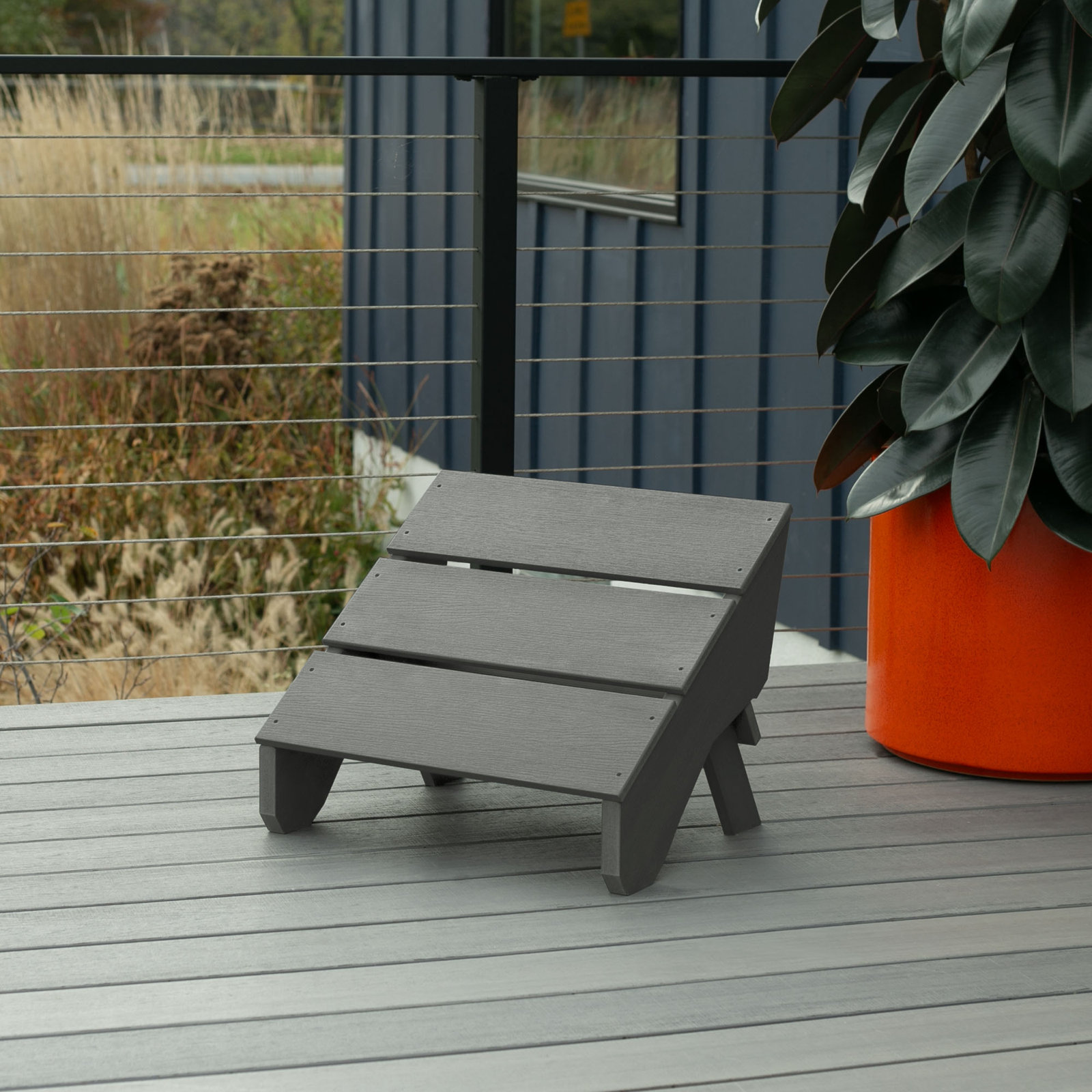 Byrnes Outdoor Ottoman, Coastal Teak
