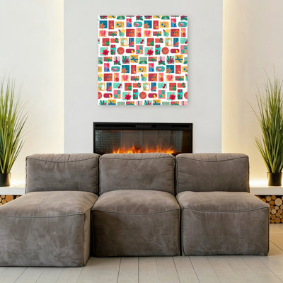 Impression d'art mural paysage festif abstrait coloré contemporain poinsettia