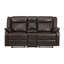 Causeuse inclinable manuelle en similicuir de 72,5 po avec console centrale et porte-gobelets Hiromichi-1361138941