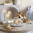 16X9x4.5" Organic Wavy Edge Aluminum Bowl - Textured White Exterior with Gold Interior