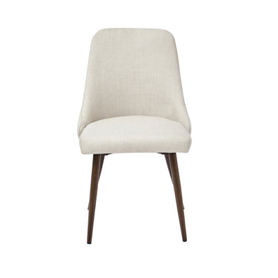 Beige Modern Dining Chair  2  - Foam Filled With Soft Upholstery And Sleek Metal Legs Chairs   Of 2  For A Comfortable Sit