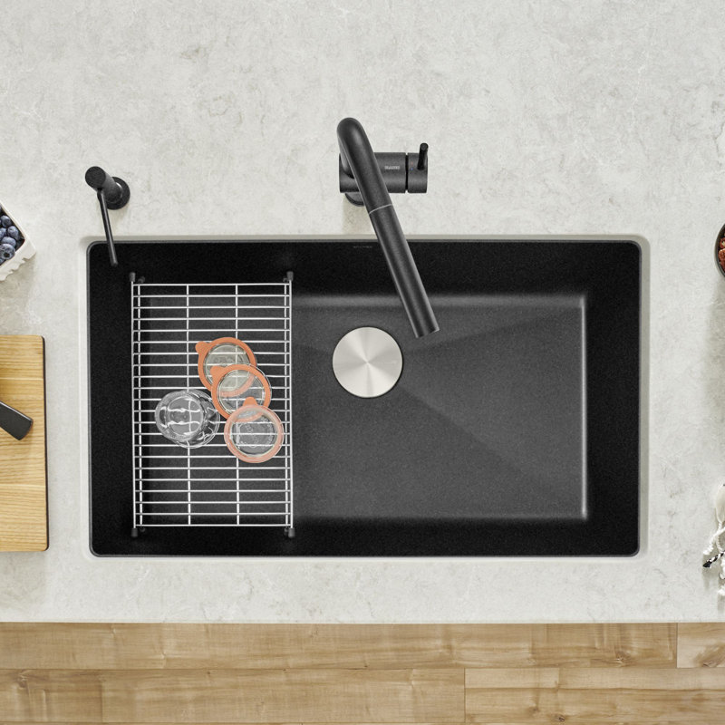 Precis SILGRANIT 32" L X 19" W Super Single Undermount Kitchen SInk, Café Brown