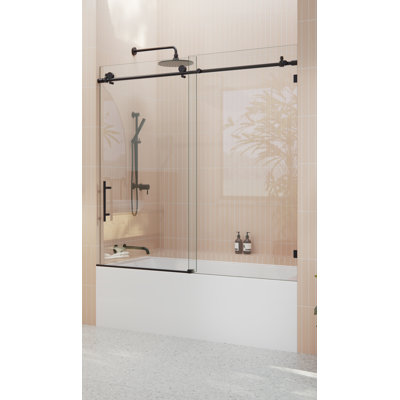 Eclipse 56 - 60 in. x 60 in. Fully Frameless Sliding Bathtub Door