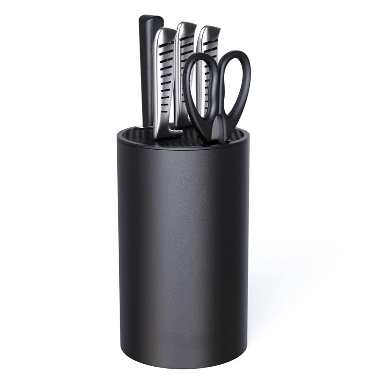 Support à couteaux amovible rond noir universel avec porte-ciseaux