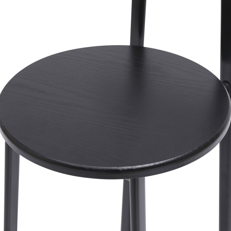 Bar Stool Set of 3 Counter Height Barstools with Back Armless Dining Chairs for Kitchen Island, Black
