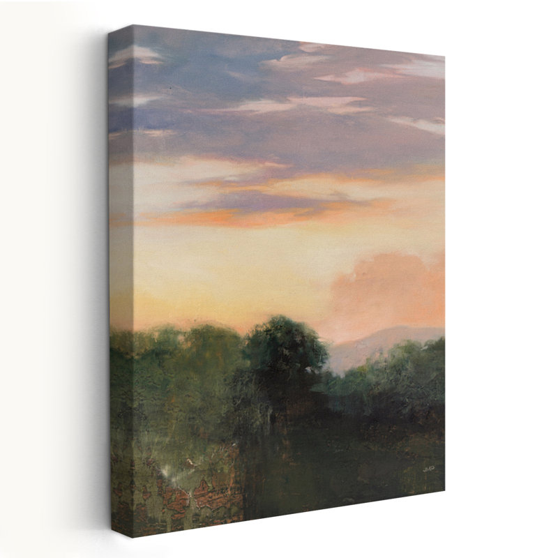 Soirée calme, paysage noir contemporain, nuage vert, H 24 po x l 16 po