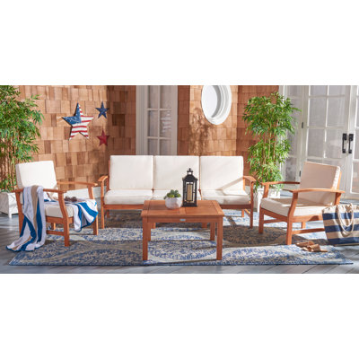 Lauver Eucalyptus 5 - Person Patio Conversation Set with Cushions