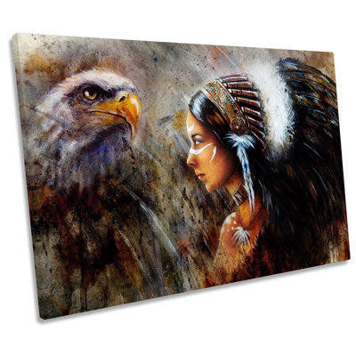 Eagle Hawk Tribal Headdress - Wrapped Canvas Print