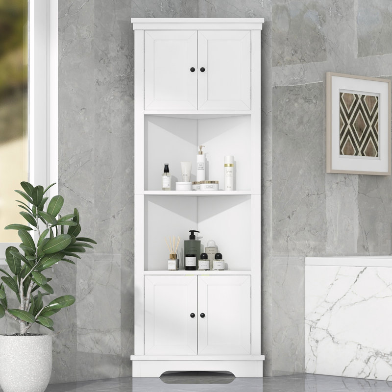 Armoire de rangement haute Draco, armoire d'angle avec portes et tablette réglable