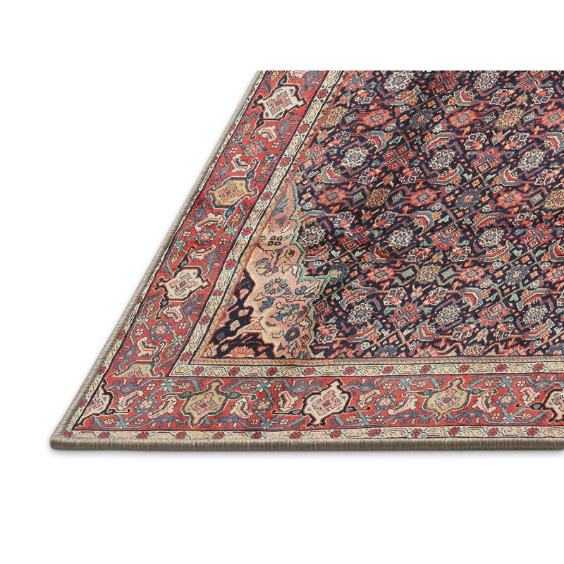 Tapis traditionnel rouge / mauve / brun, Rectangle 5 pi x 7 pi