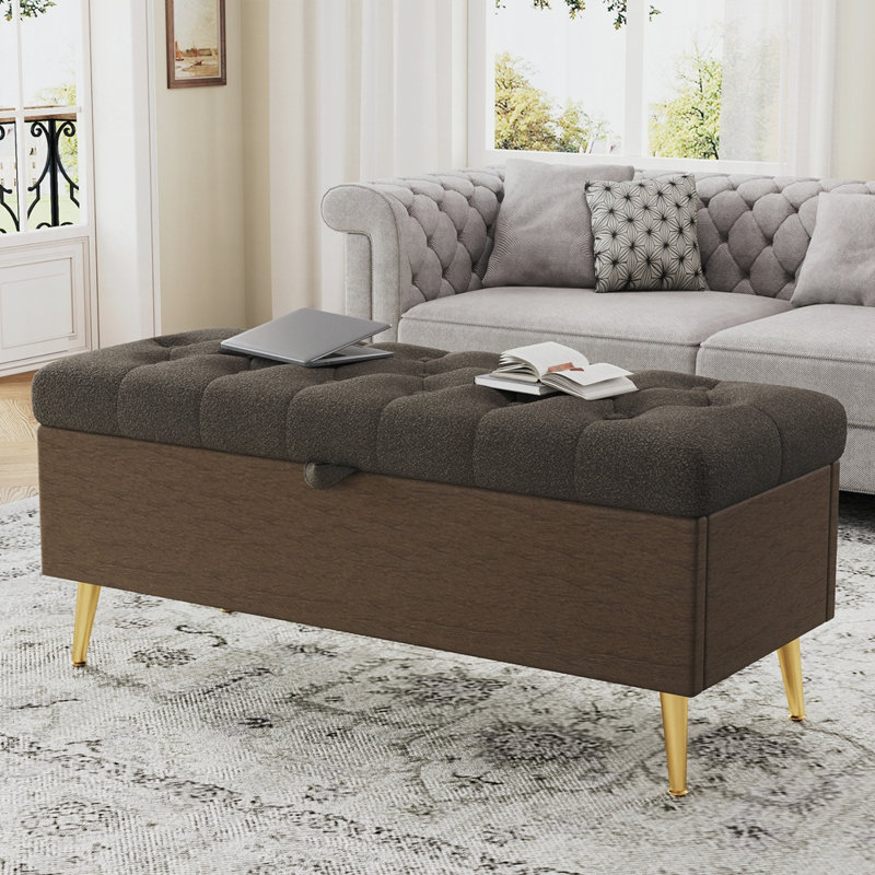 Banc de rangement avec repose-pieds Modern, Café