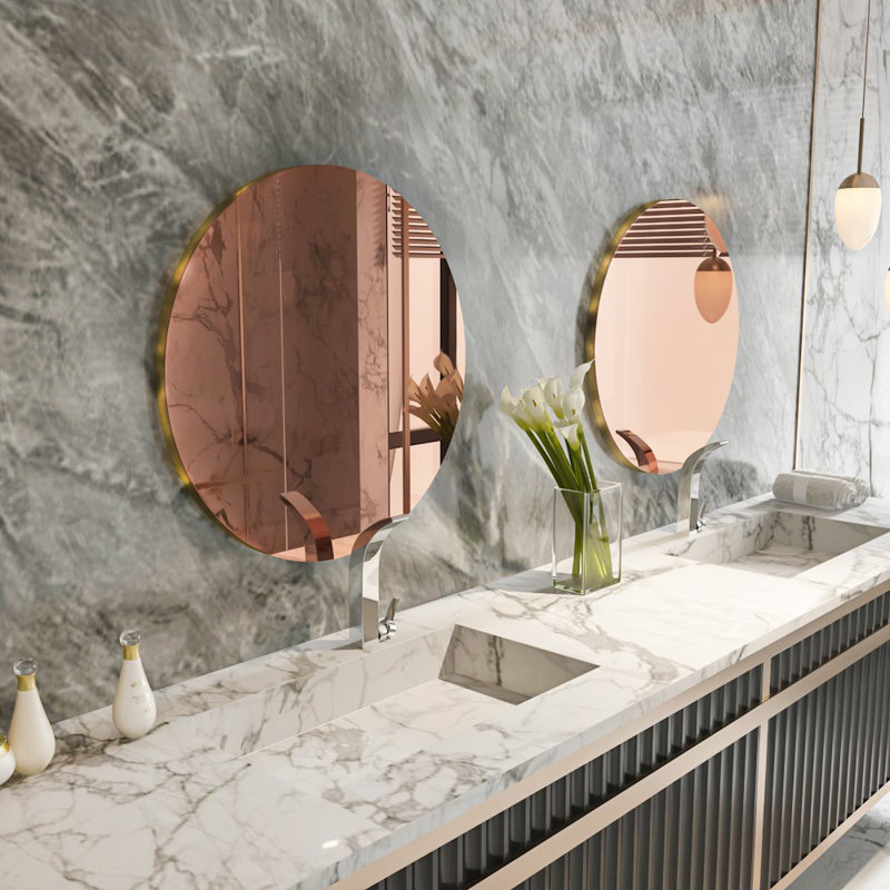 Bisou Round Wall Mirror, Antique Bronze