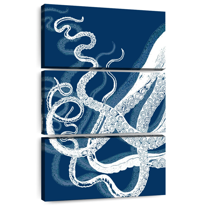 Tentacules Brampt Octopus - bleu et blanc, H 45 po x l 28 po