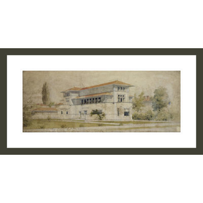 Isidore Heller House (vue en perspective). «Chicago IL» par Frank Lloyd Wright - estampe numérique encadrée