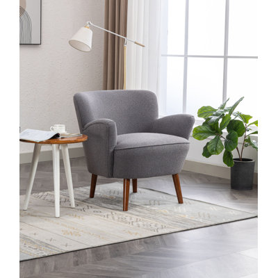 Jeovoni Fabric Accent Chair with Rubberwood Legs