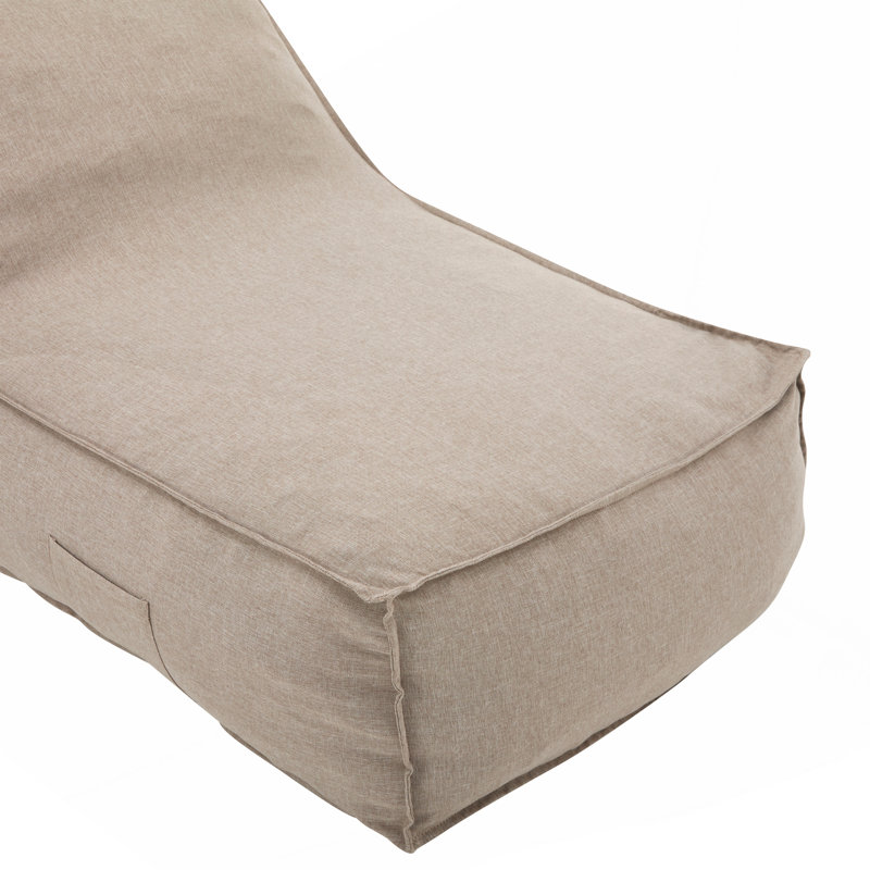Perry Outdoor Bean Bag Lounge Chair, Beige, Set Of 1, Beige Fabric