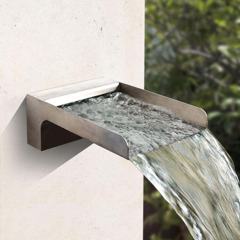 304 Stainless Steel Made Exquisite Handcrafted Waterfall Spout for Landscape, Water Fountain Spout Scupper Luxury Decoration for Pools, Ponds, Water Walls (Powder Coating)