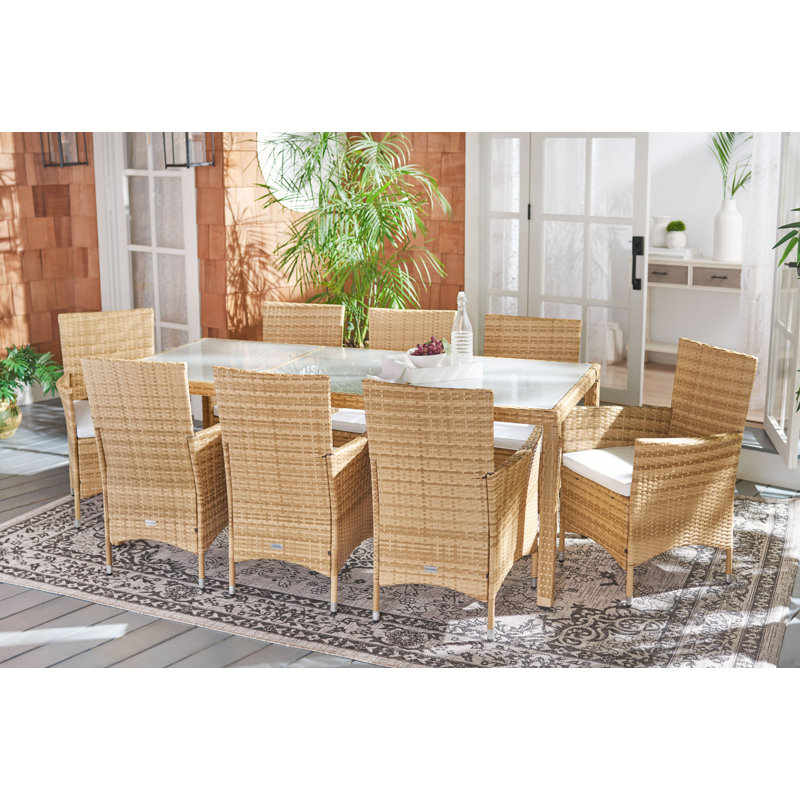 Ensemble de salle à manger rectangulaire pour 8 personnes 76,8 po Hailee, Naturel