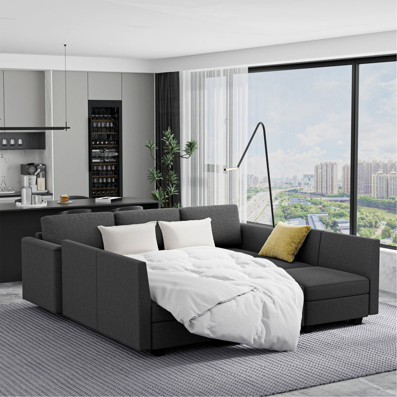 Canapé modulaire modulaire à 5 places avec 2 repose-pieds, canapé convertible en U avec rangement, canapé modulaire confortable pour chambre à coucher, salon, bureau, canapé modulaire en U moderne