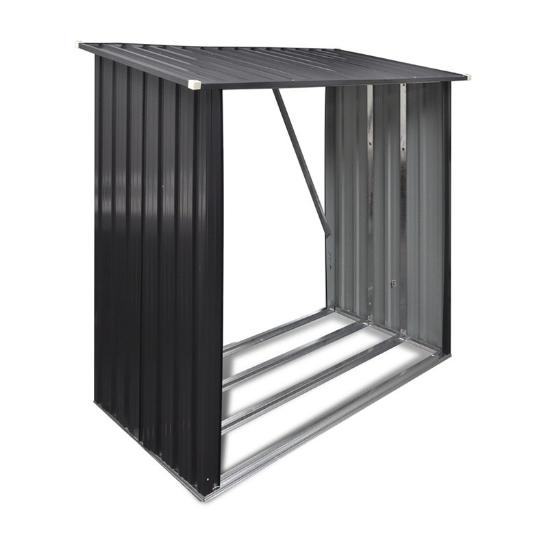 Hanover 64'' Dark Gray Galvanized Steel Firewood Rack