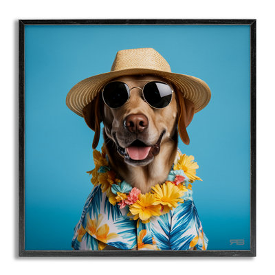 Chien avec Aloha, estampe numérique par Roozbeh Bahramali