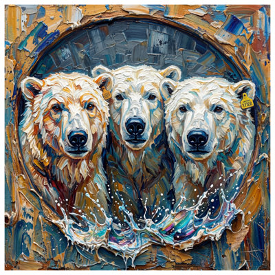 Three Polar Bears Painting Comforter