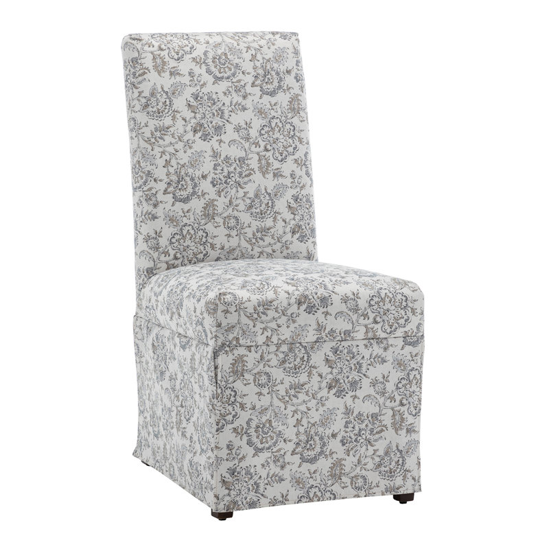 19.3'' H Fabric Upholstered Pine Parsons Chair, Gray Floral