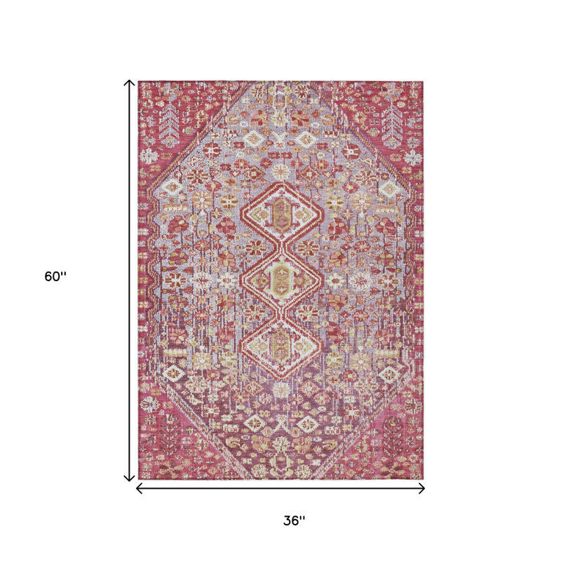 Tapis intérieur/extérieur lavable, brun et blé, à motifs aztèques, 90 x 150 cm.