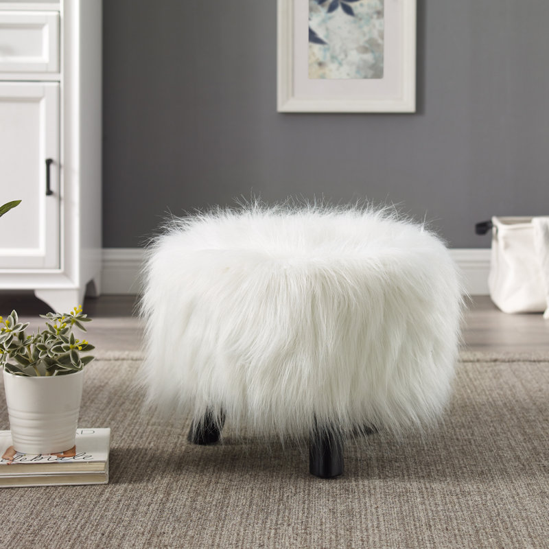 Bridie Upholstered Ottoman, White Polyester Blend