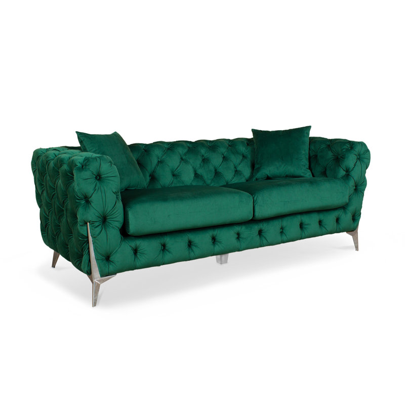 Middlefield 3 Seater Velvet Sofa, Green