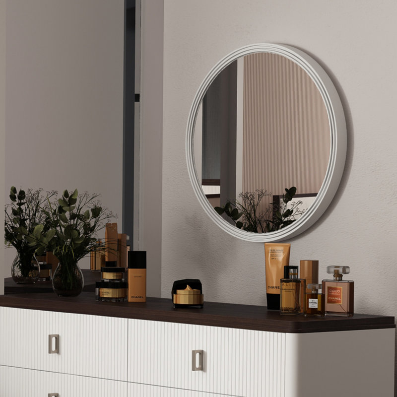 Carena Gray Round Mirror