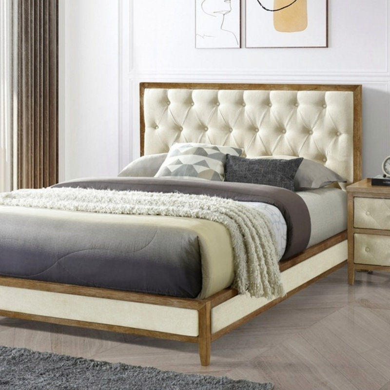 Nightstand, Walnut/Beige