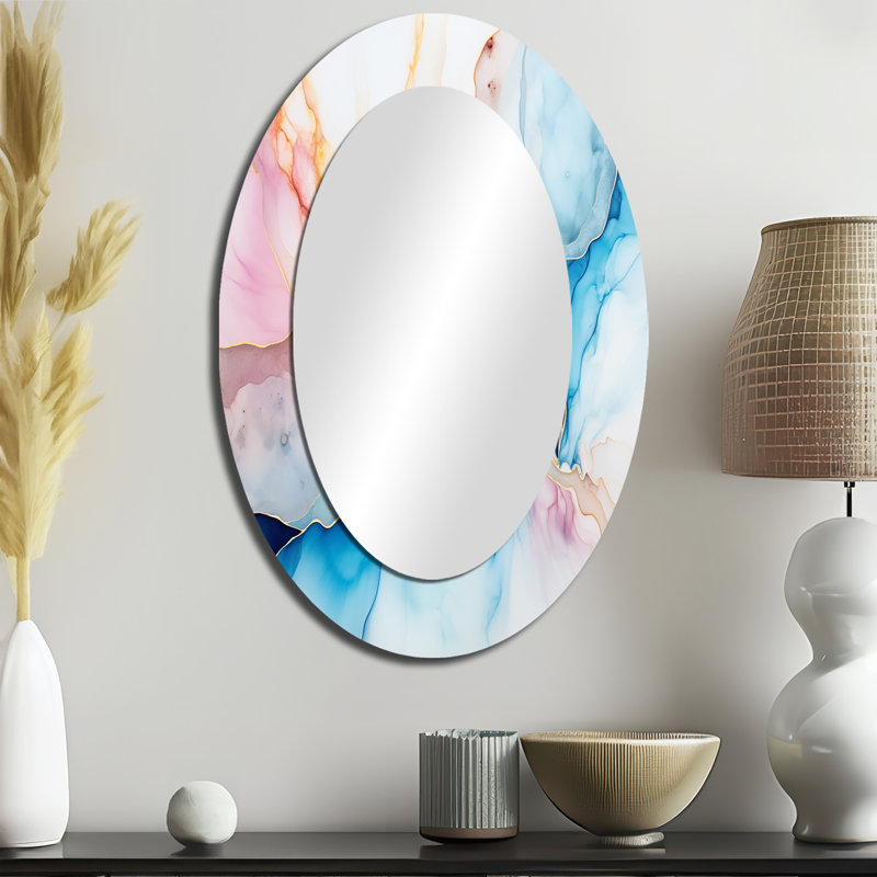 Miroir mural blanc et bleu Alky, H 36 po x l 24 po