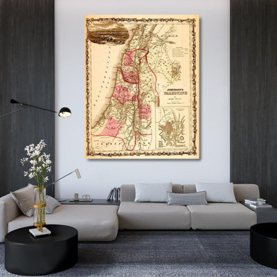 Williston Forge Vintage Maps Gallery Wrapped Canvas Art Titled: Palestine 1862