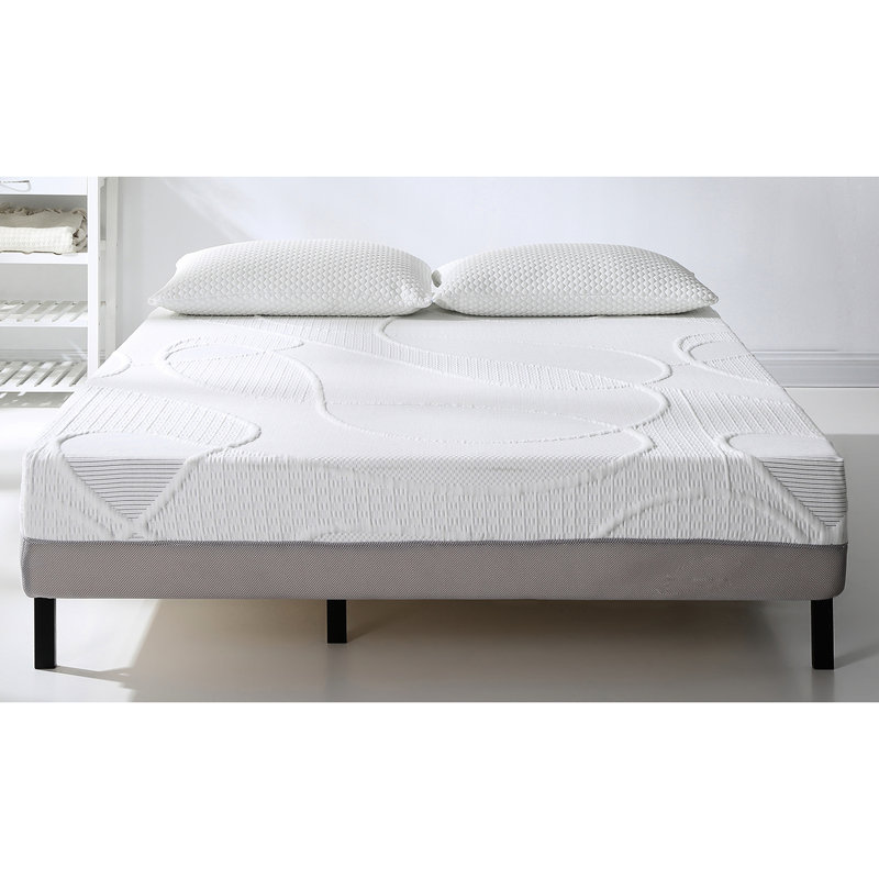 Grand matelas blanc en mousse à mémoire de forme de 12 pouces avec thé et gris anthracite, support, mousse haute, base d'emballage compressé, rouleau